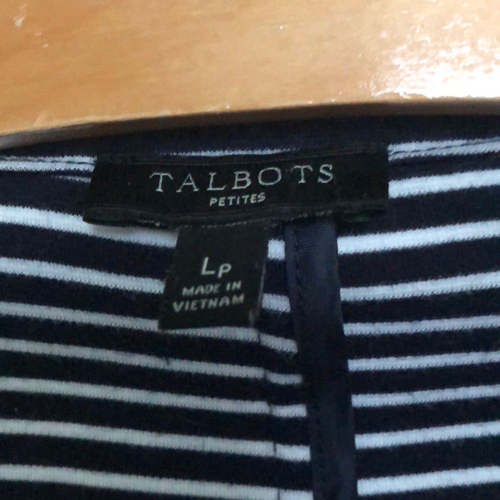 Talbots Navy and White Striped Ponte Blazer - LP - Picture 2 of 2